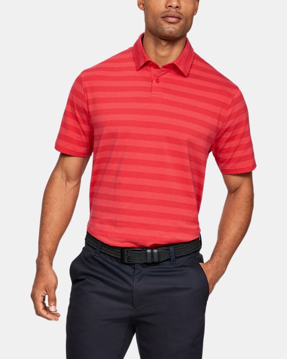 Men's UA Charged Cotton® Scramble Stripe Polo, Red, pdpMainDesktop image number 0